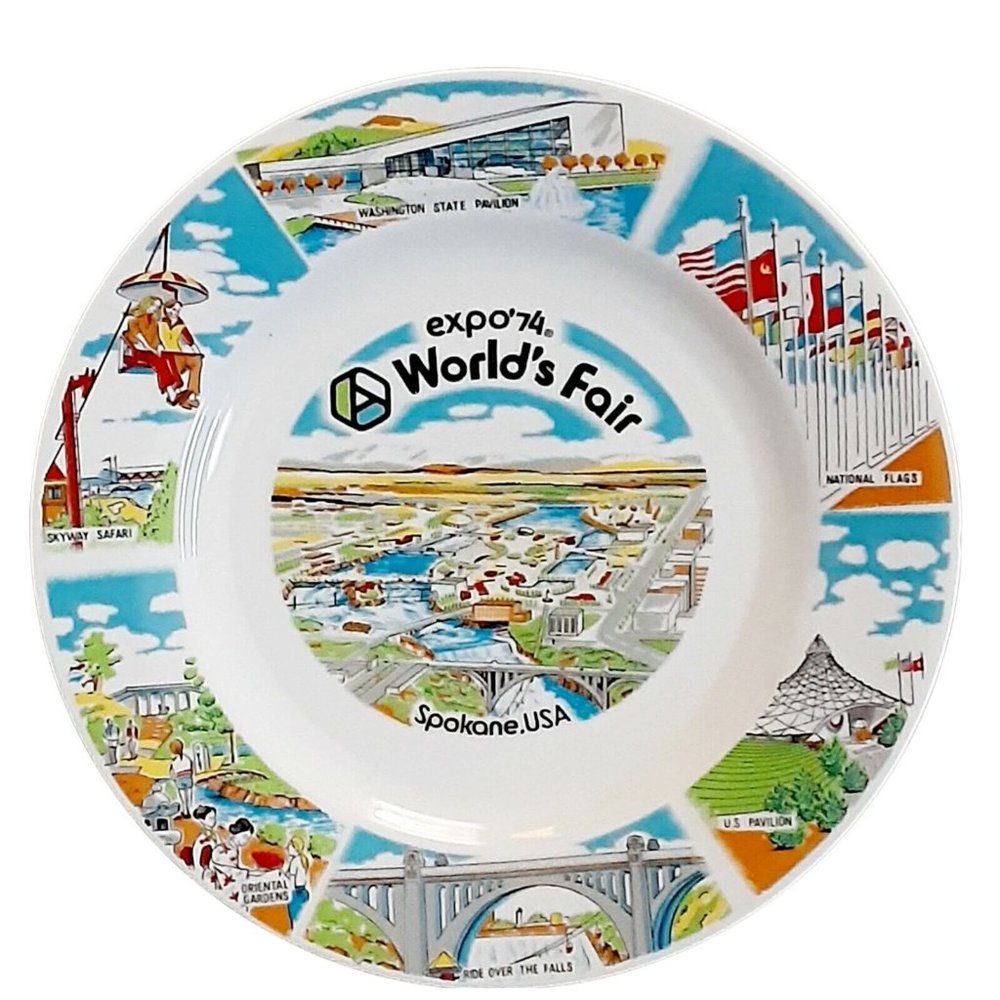 Worlds Fair Expo 74 Spokane WA USA Plate Souvenir Touristware Original Price Tag